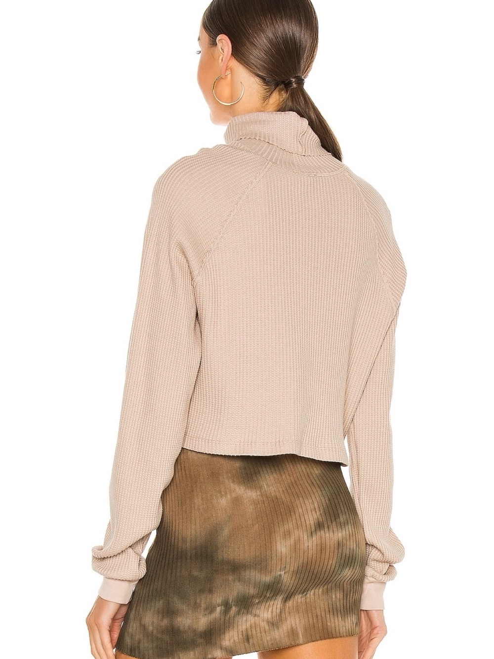 The Range Stark Jumbo Waffle Knit Cropped Turtleneck Top in Saddle Size Small - Picture 2 of 9